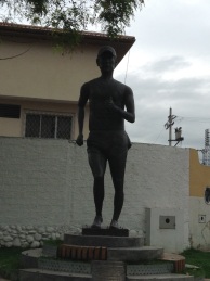 Statue of A. Jefferson Perez Quezada-1996 Olympic champion speed walker.  He inspires the walkers in Parque de la Madre. Well, he inspires ME!